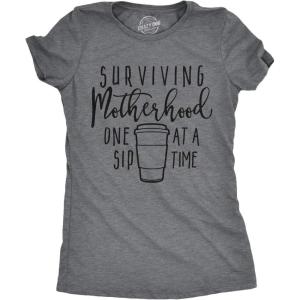 Funny Mom Shirts for Women with Cute Food Coffee and Drinking Jokes Funny tees for Mothers Day(Dark Heather Grey – Surviving Motherhood)