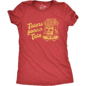 Funny Mom Shirts for Women with Cute Food Coffee and Drinking Jokes Funny tees for Mothers Day(Heather Red – Taters Tate)