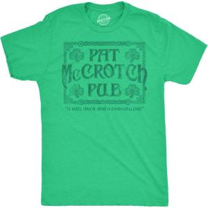 Mens Funny T Shirts Pat McCrotch Pub Sarcastic St Patricks Day Drinking Tee for Men
