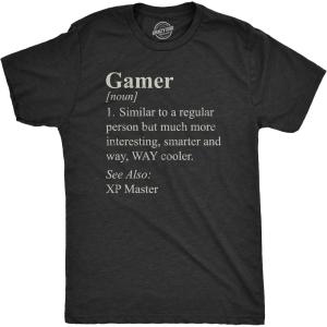 Mens Gamer Definition T Shirt Funny Video Games Lover Joke Tee for Guys(Heather Black – Gamer)
