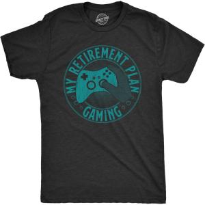 Mens My Retirement Plan Gaming T Shirt Funny Office Retired Joke Tee for Guys(Heather Black – Gaming)