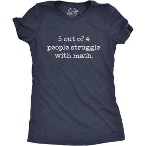 Womens 5 Out of 4 People Struggle with Math T Shirt Funny Nerdy School Tee(Heather Navy – 5 Out of 4)