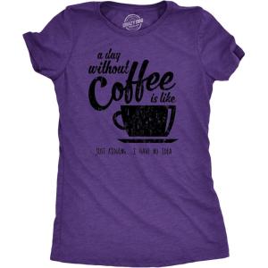 Womens A Day Without Coffee is Like Just Kidding I Have No Idea T Shirt Funny(Heather Purple)