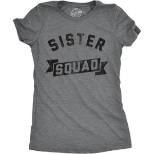Womens Funny T Shirts Sister Squad Family Graphic Tee for Ladies(Dark Heather Grey – Sister Squad)