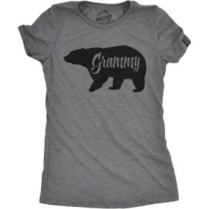 Womens Grammy Bear T Shirt Cute Family Matching Funny Cool Graphic Grandma Tee(Dark Heather Grey)