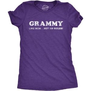 Womens Grammy Like Mom But No Rules T Shirt Funny Grandmother Tee(Heather Purple)