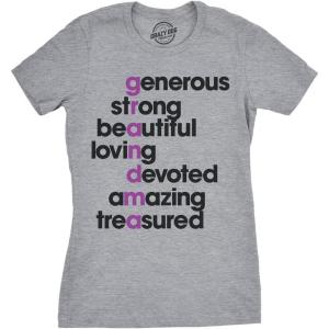 Womens Grandma Letters T Shirt Cute Graphic for Grandmother(Light Heather Grey)