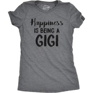 Womens Happiness is Being A Gigi T Shirt for Grandma Funny Grandmother(Dark Heather Grey)