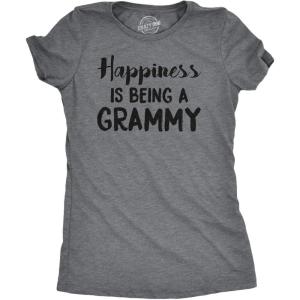 Womens Happiness is Being a Grammy Funny T Shirt Gift Grandmother for Grandma(Dark Heather Grey)