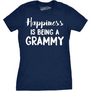 Womens Happiness is Being a Grammy Funny T Shirt Gift Grandmother for Grandma(Navy)