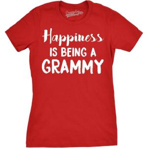 Womens Happiness is Being a Grammy Funny T Shirt Gift Grandmother for Grandma(Red)