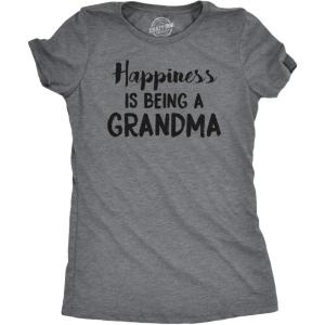 Womens Happiness is Being a Grandma T Shirt Funny Cute Nana Grandmother Gift(Dark Heather Grey)