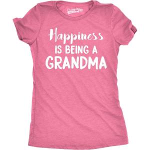 Womens Happiness is Being a Grandma T Shirt Funny Cute Nana Grandmother Gift(Pink)