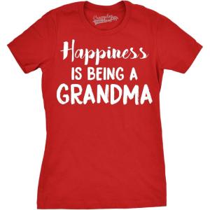 Womens Happiness is Being a Grandma T Shirt Funny Cute Nana Grandmother Gift(Red)