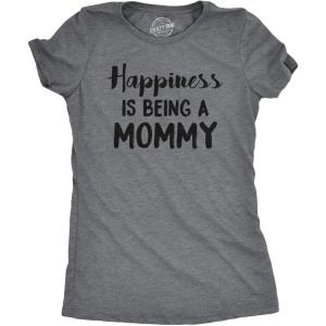 Womens Happiness is Being a Mommy Funny Family T Shirt for Moms(Dark Heather Grey)