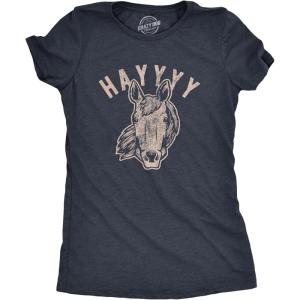 Womens Hayyy T Shirt Funny Hay is for Horses Hello Sarcastic Hilarious Graphic Novelty Tee(Heather Navy)