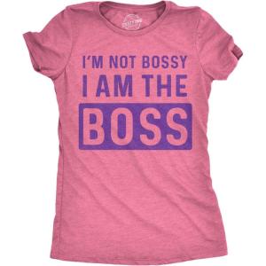 Womens Im Not Bossy I Am The Boss T Shirt Funny Sarcastic Girl Power Tee Ladies(Heather Pink)