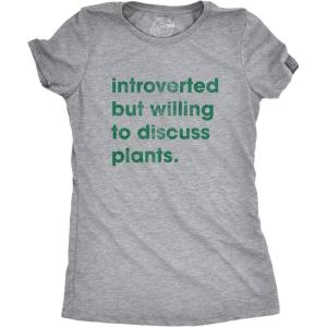 Womens Introverted But Willing to Discuss Plants T Shirt Funny Gardening Tee(Light Heather Grey)
