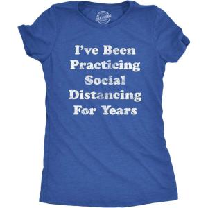 Womens I’ve Been Social Distancing for Years T Shirt Funny Introvert Virus Tee(Heather Royal)