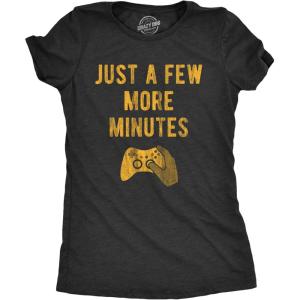 Womens Just A Few More Minutes T Shirt Funny Video Gaming Graphic Tee Gift for Gamer(Heather Black)
