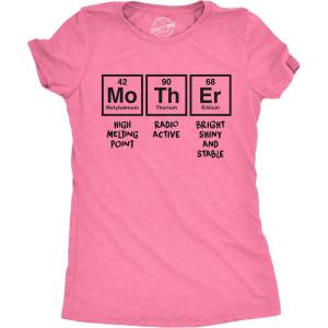 Womens Mother Periodic Table T Shirt Funny Novelty Graphic Mothers Day Tee Nerdy(Heather Pink)