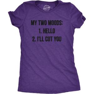 Womens My Two Moods Funny T Shirt Novelty Humor Sarcastic Cool Graphic Hilarious(Heather Purple)