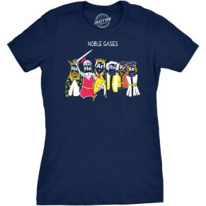 Womens Noble Gases Science T Shirt Funny Nerdy Tee for Geeks Cool Graphic(Navy)