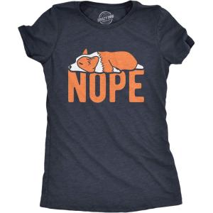 Womens Nope Corgi T Shirt Funny Pet Lover Dog Mom T-Shirt Cool Graphic for Her(Heather Navy)