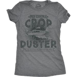 Womens Professional Crop Duster Funny Fart T Shirt Rude Farting Top for Ladies(Dark Heather Grey)