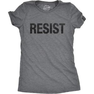Womens Resist T Shirts Political Anti Authority Protest Tees Rebel Rally March Tee(Dark Heather Grey – Resist)