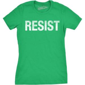 Womens Resist T Shirts Political Anti Authority Protest Tees Rebel Rally March Tee(Heather Green – Resist)
