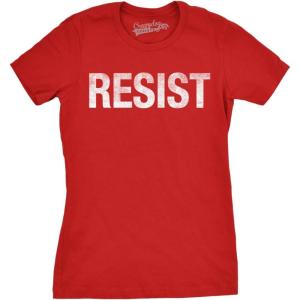 Womens Resist T Shirts Political Anti Authority Protest Tees Rebel Rally March Tee(Heather Red – Resist)