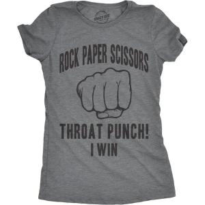 Womens Rock Paper Scissors Throat Punch T Shirt Funny Sarcastic Humor Tee Girls(Dark Heather Grey)