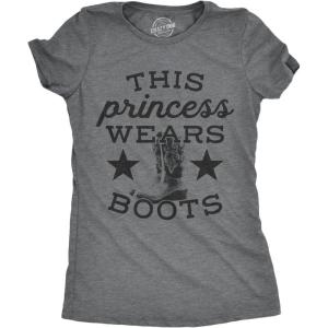 Womens This Princess Wears Boots T Shirt Funny Country Music Tee for Ladies(Dark Heather Grey)