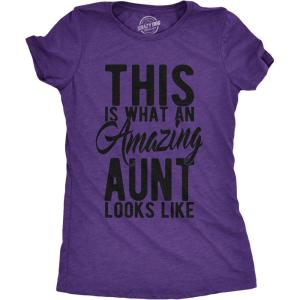Womens This is What an Amazing Aunt Looks Like T Shirt Funny Family Tee for Ladies(Heather Purple – Amazing Aunt)