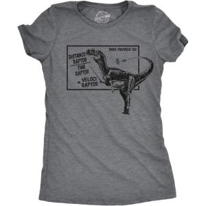 Womens Velociraptor T Shirt Cute Funny Dinosaur Cool Graphic Tee for Ladies(Dark Heather Grey)