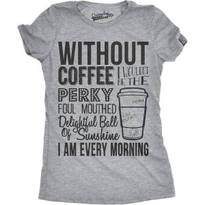 Womens Without Coffee I Wouldn’t Be Funny T Shirts Mocking Vintage Novelty T Shirt(Light Heather Grey)