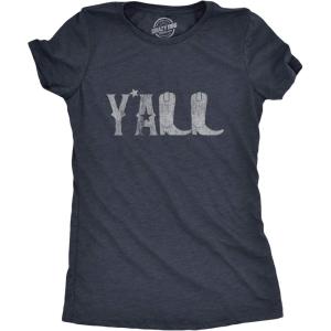 Womens Y’all Boots T Shirt Funny Country Cowboy Southern Graphic Novelty Tee(Heather Navy)