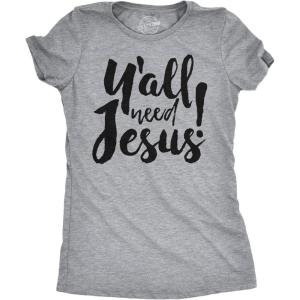 Womens Y’all Need Jesus Funny Religious Faith Christian Church Saying Jesus Cool(Light Heather Grey)
