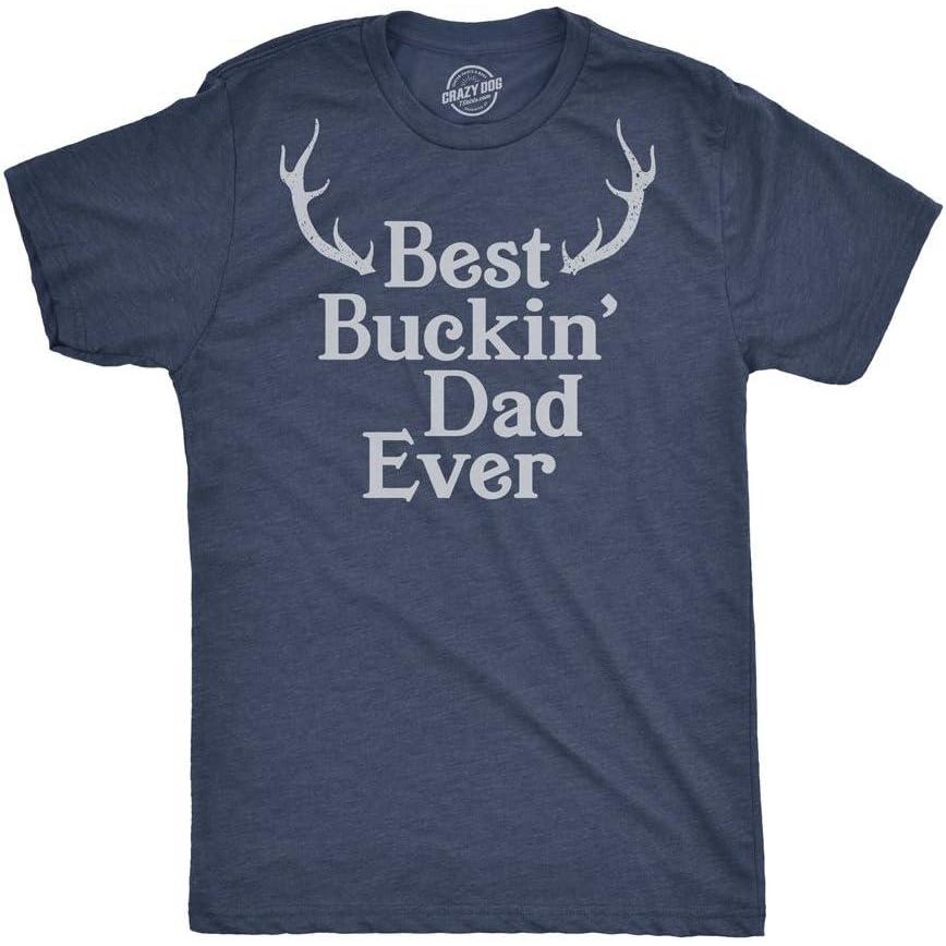 imageCrazy Dog Mens T Shirt Best Buckin Dad Ever for Amazing Dad Funny Fathers Day TeesHeather Navy Buckin Dad