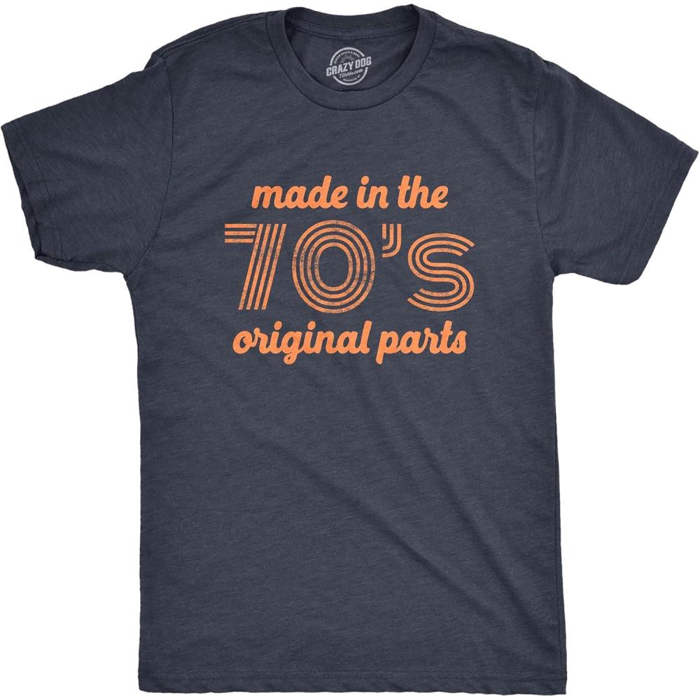 imageMens Made in The 70s Original Parts T Shirt Funny Age Birthday Decade Graphic TeeHeather Navy