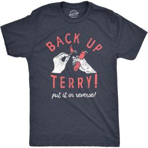 Mens Back Up Terry Put It in Reverse T Shirt Funny Fireworks Sarcastic Viral Video Fourth of July Tee for Guys(Heather Navy – Back Up Terry)