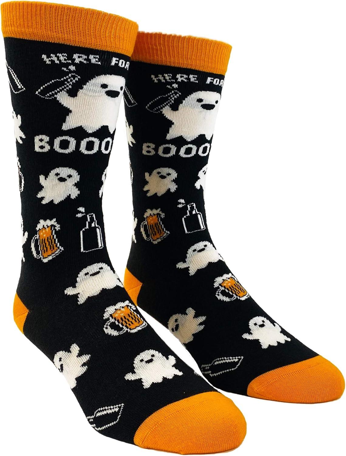 imageCrazy Dog TShirts Mens Halloween Socks Funny Spooky October Fall Footwear4pack