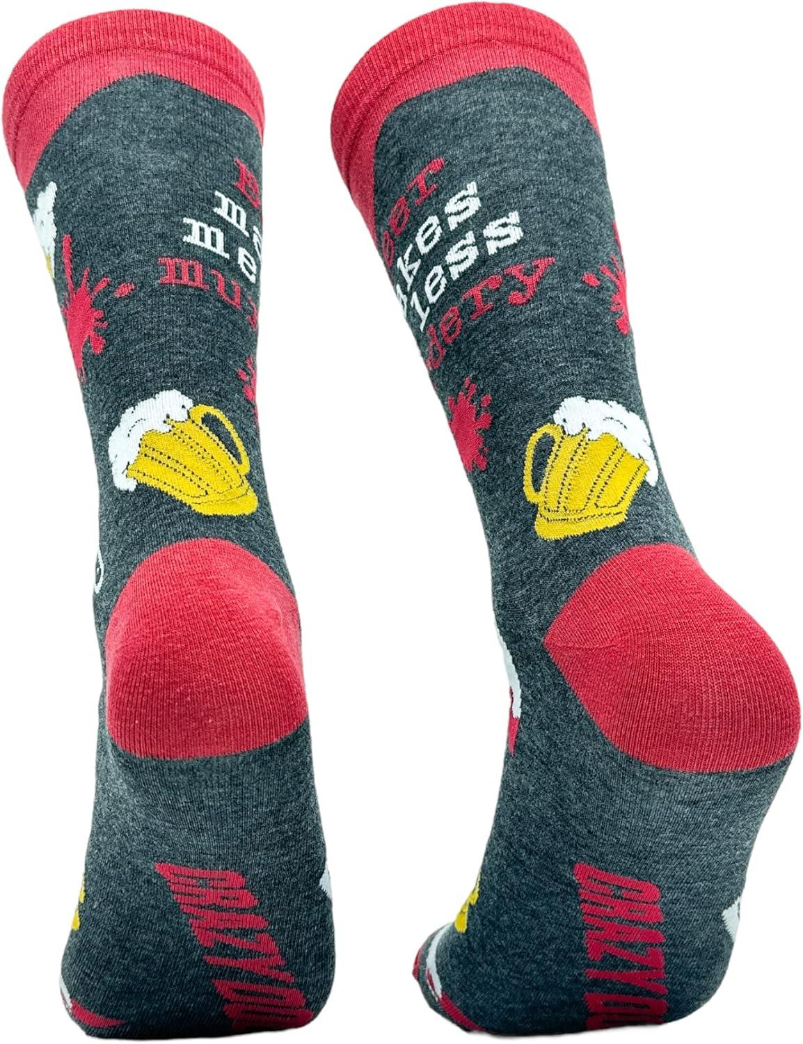 imageCrazy Dog TShirts Mens Halloween Socks Funny Spooky October Fall FootwearBeer Murdery