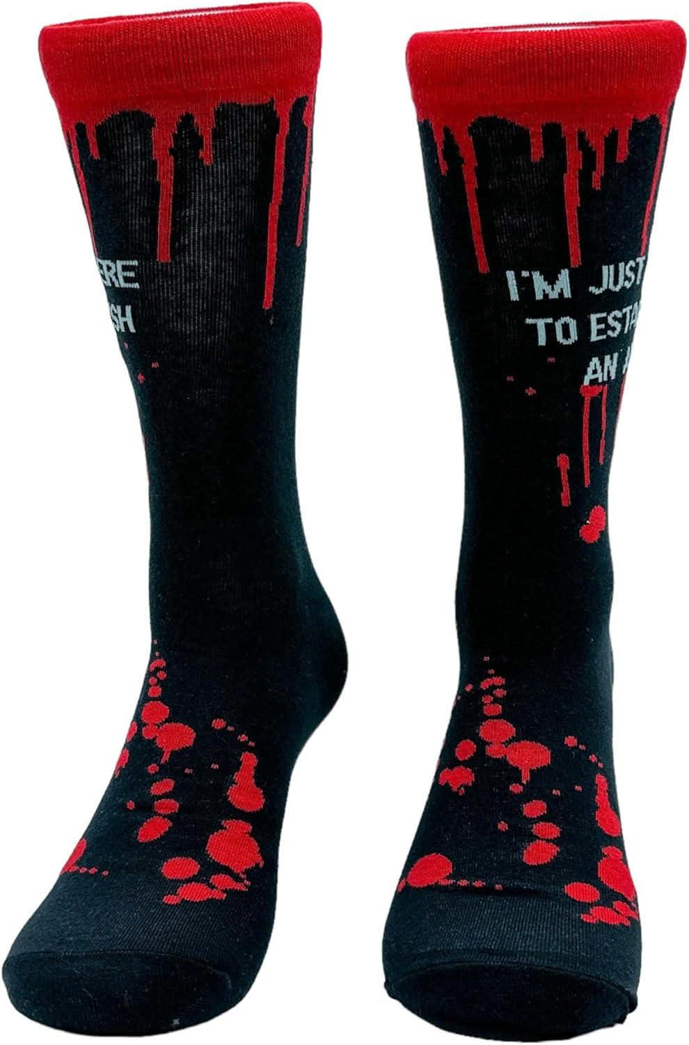 imageCrazy Dog TShirts Mens Halloween Socks Funny Spooky October Fall FootwearEstablish Alibi
