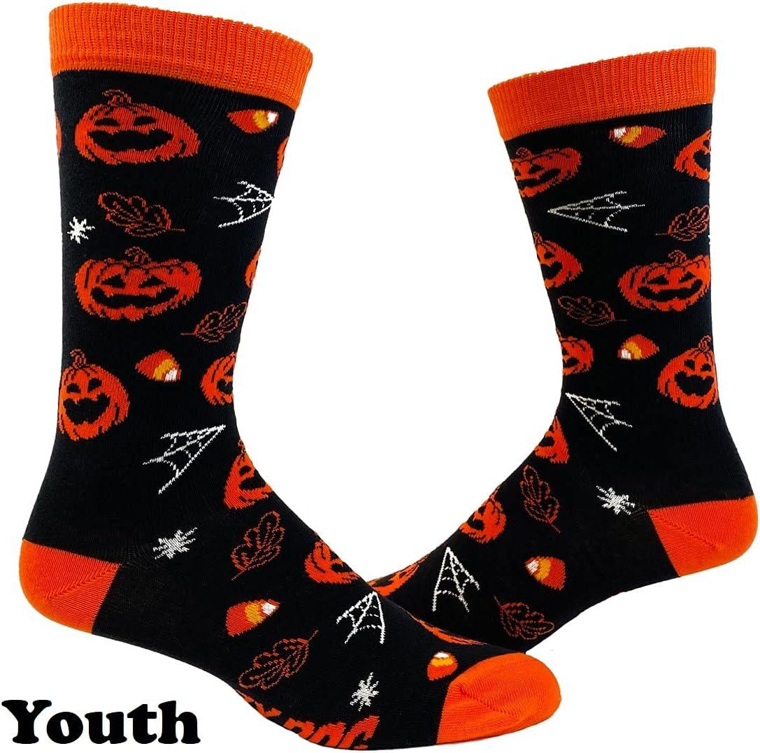imageCrazy Dog TShirts Mens Halloween Socks Funny Spooky October Fall FootwearPumpkin Youth