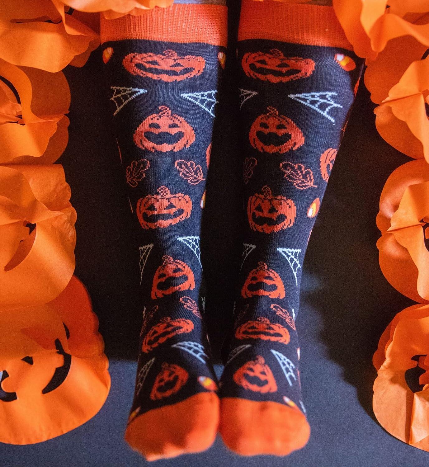 imageCrazy Dog TShirts Mens Halloween Socks Funny Spooky October Fall FootwearPumpkin Youth