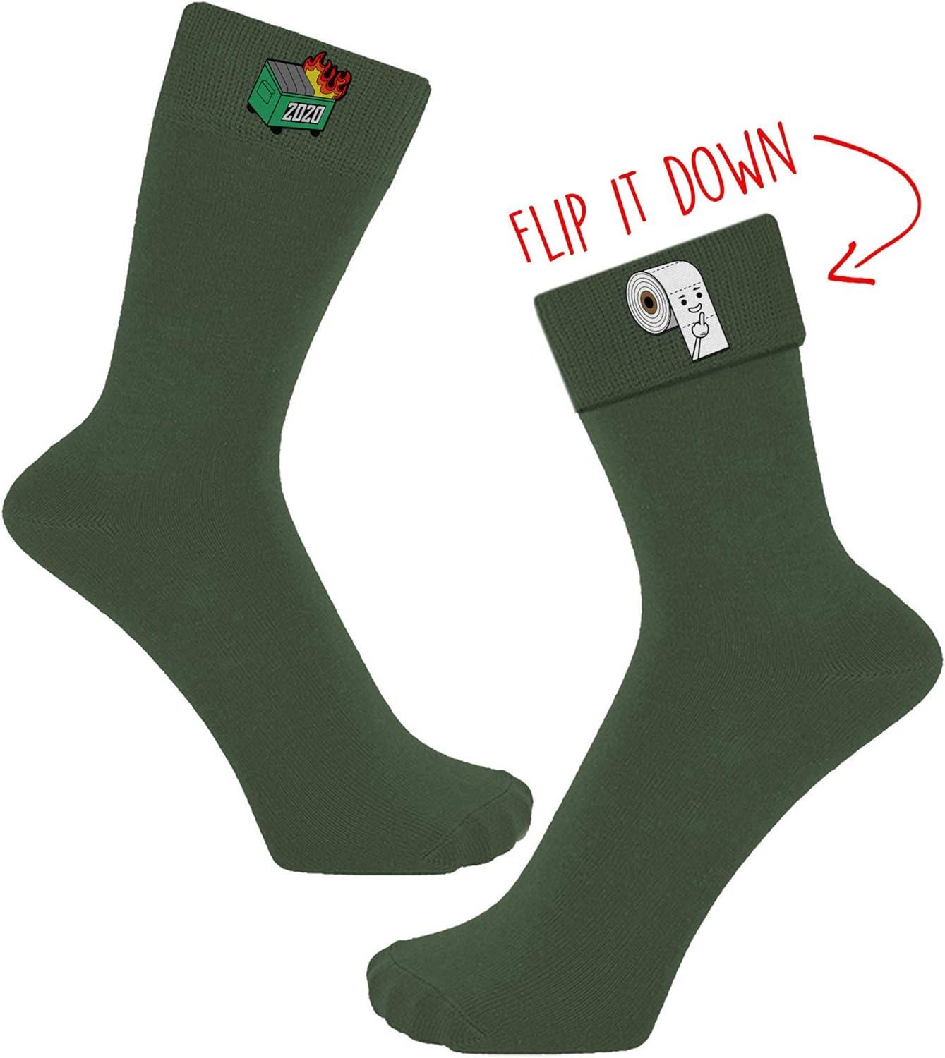 imageCrazy Dog TShirts Womens Dumpster Fire Flip Socks Funny Toilet Paper New Year Graphic Novelty Footwear