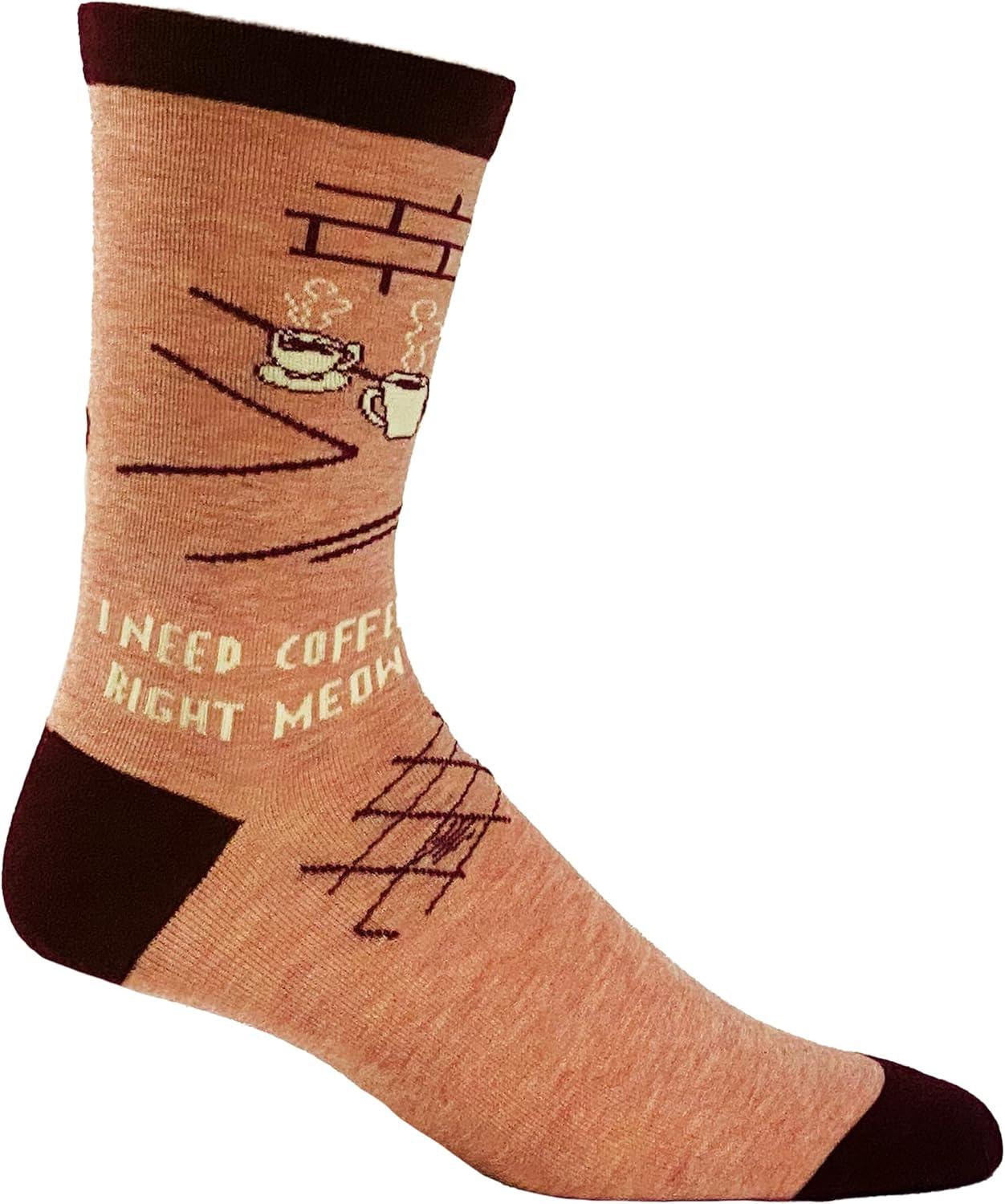 imageCrazy Dog TShirts Womens I Need Coffee Right Meow Socks Funny Pet Cat Lover Kitty Novelty Footwear