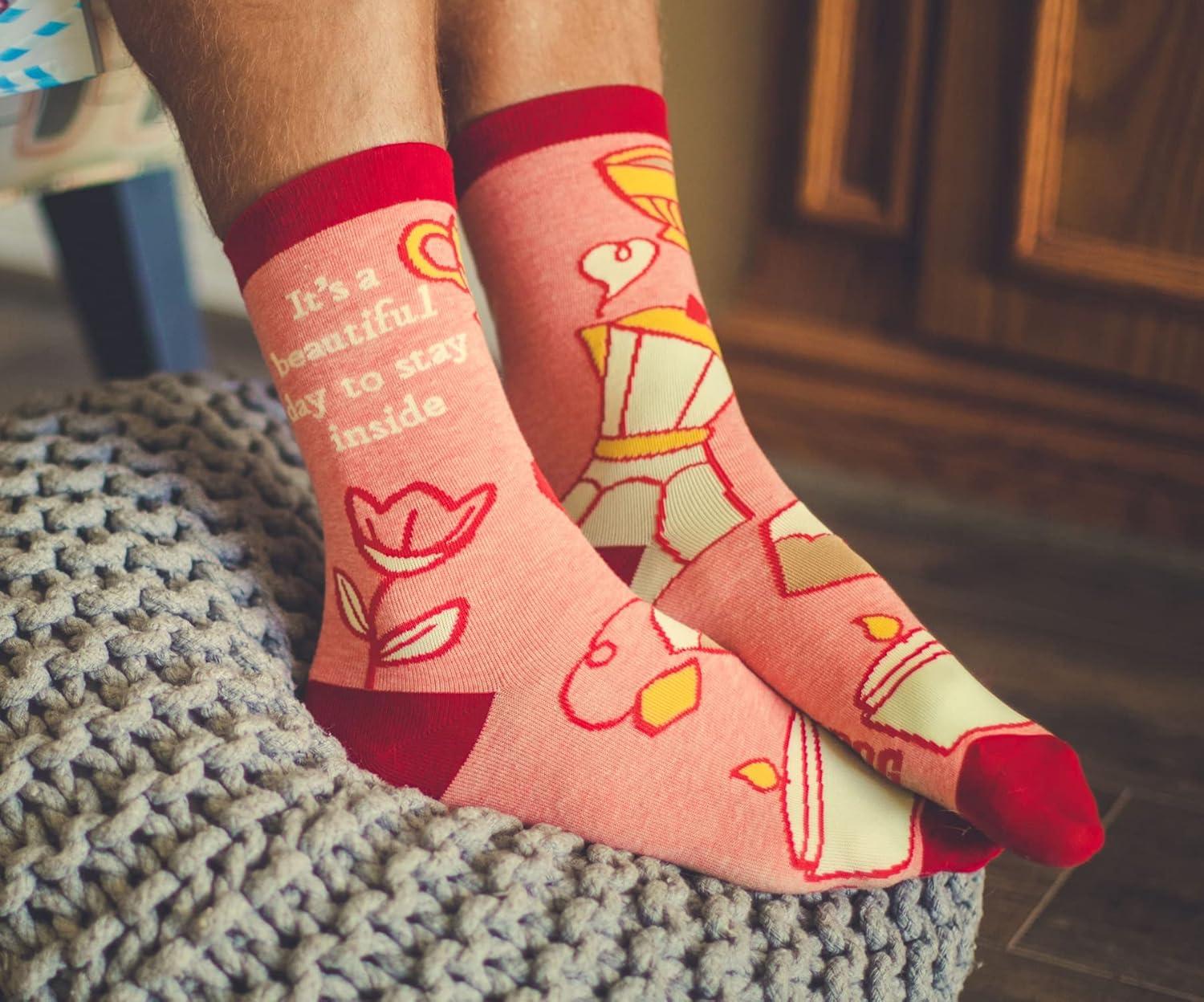 imageCrazy Dog TShirts Womens Its A Beautiful Day to Stay Inside Socks Funny Introvert Coffee Lover Novelty Footwear